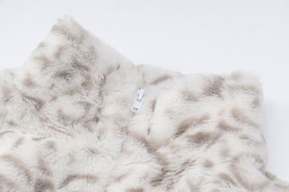 Furry Zipper High Collar Sweatshirts Shirts Blouses