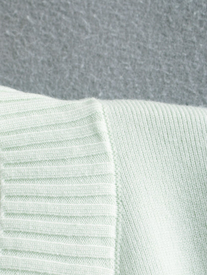 V-neck Slit Knit Splicing Vest Sweater