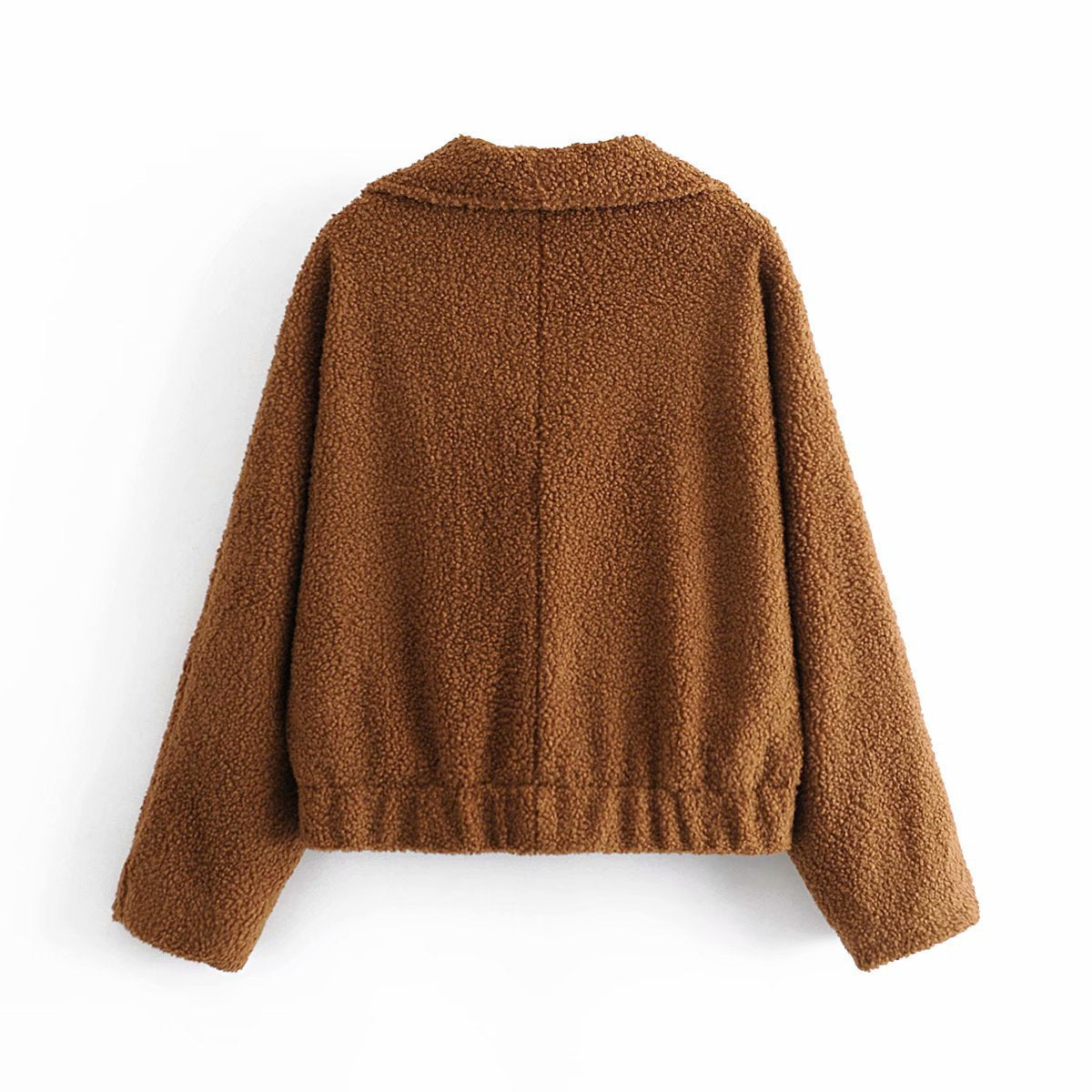 Plush Button Lapel Collar Jacket Coat Outerwear