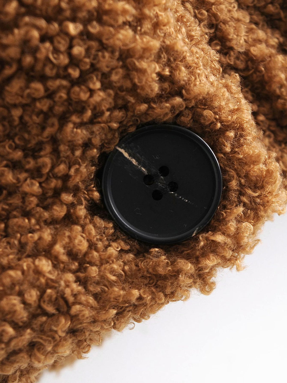 Plush Button Lapel Collar Jacket Coat Outerwear