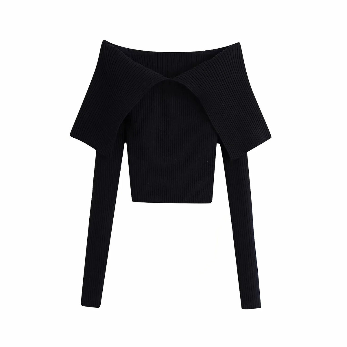 Sexy Pile Collar Off Shoulder Knit Sweater Blouse