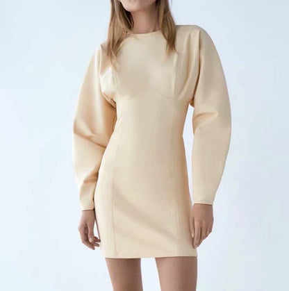 Round Neck Splicing Bodycon Mini Dress