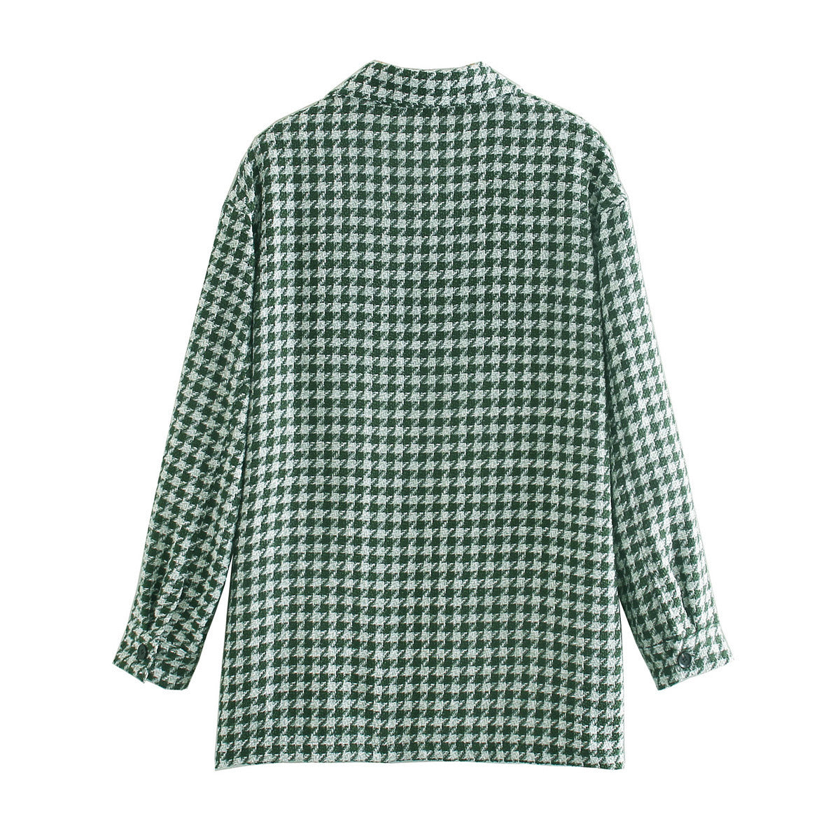 Single-breasted Mid-length Houndstooth Coat Outerwear