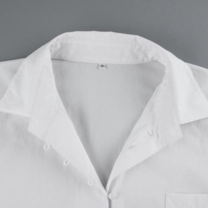Pile Collar V-neck Single-breasted Flared Sleeve Shirts