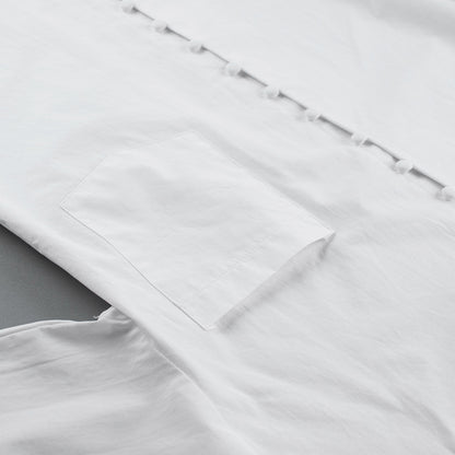 Pile Collar V-neck Single-breasted Flared Sleeve Shirts