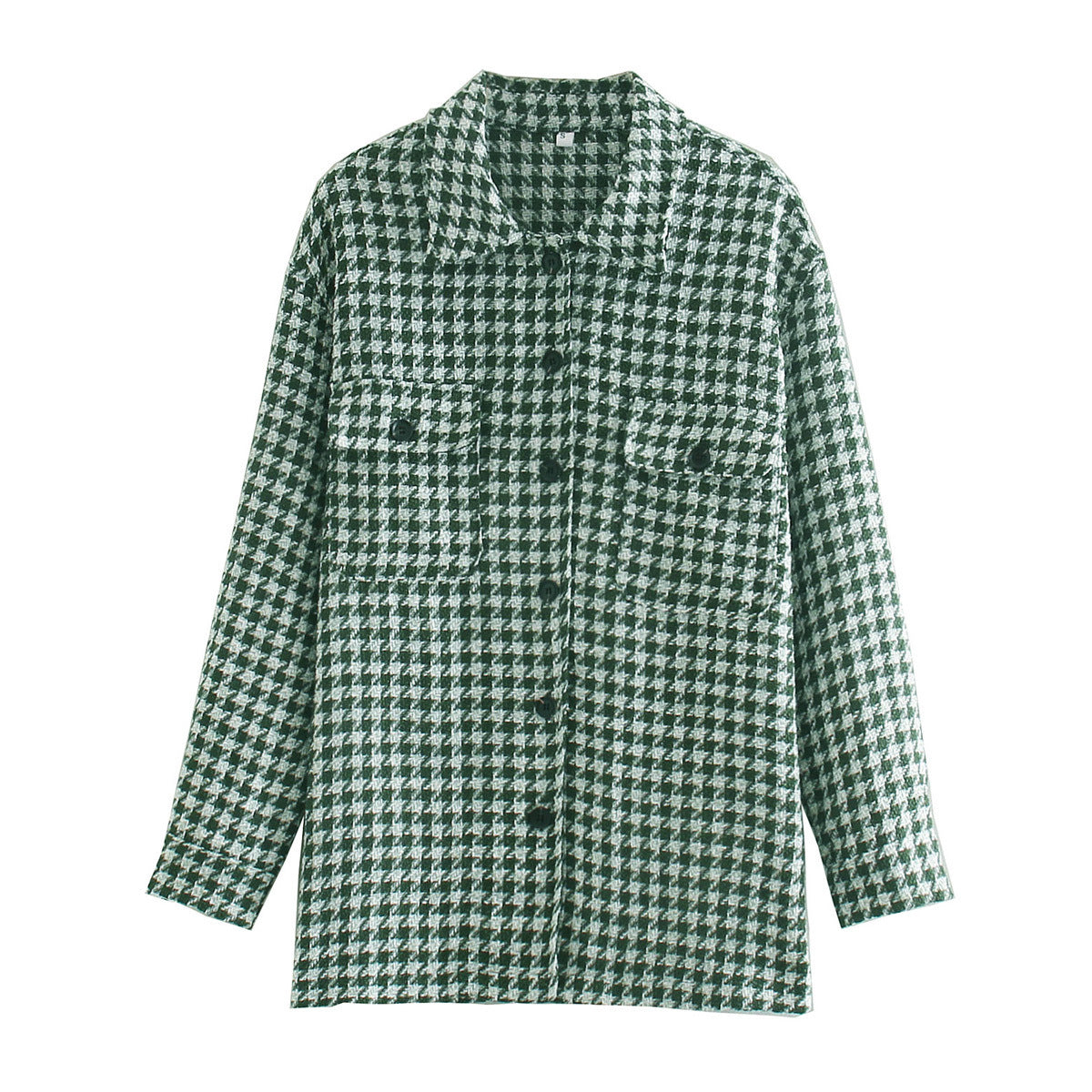 Single-breasted Mid-length Houndstooth Coat Outerwear