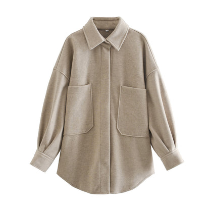 Pile Collar Bubble Sleeve Single-breasted Outerwear