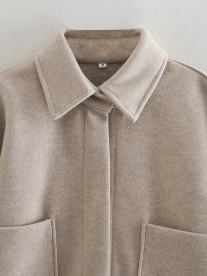 Pile Collar Bubble Sleeve Single-breasted Outerwear