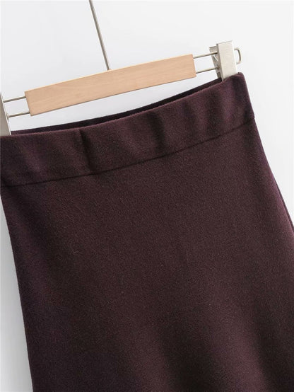 Black Splicing Oversize Sweatshirts Bodycon Skirt Midi Dresses Two Pieces