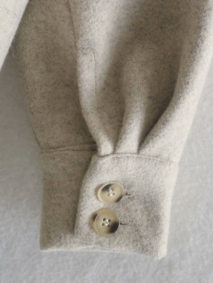 Pile Collar Pocket Single-breasted Woolen Outerwear Coat