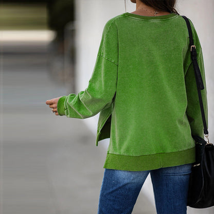Round Neck Floral Printed T-Shirts Blouses Sweatshirts