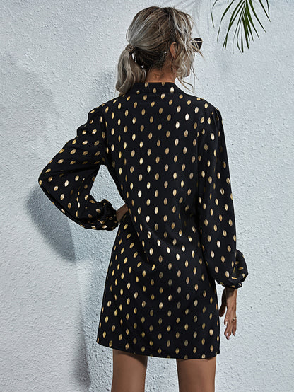 V-neck Polka Dot Ruffled Floral Mini Dresses