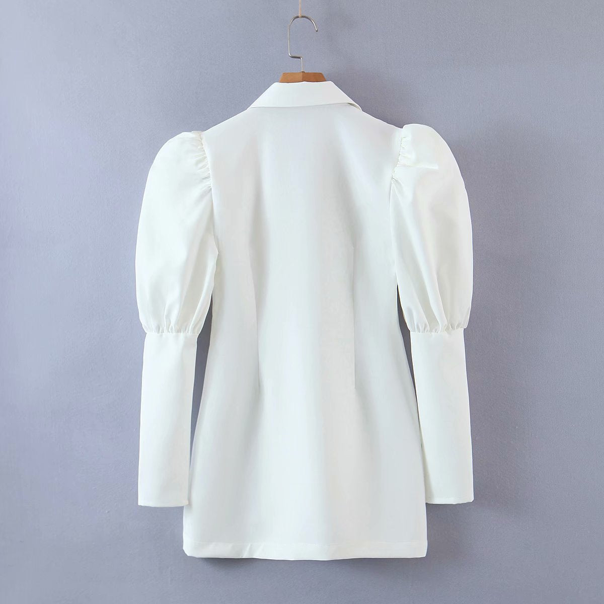 Vintage Puff Sleeve Single-breasted Mini Dresses