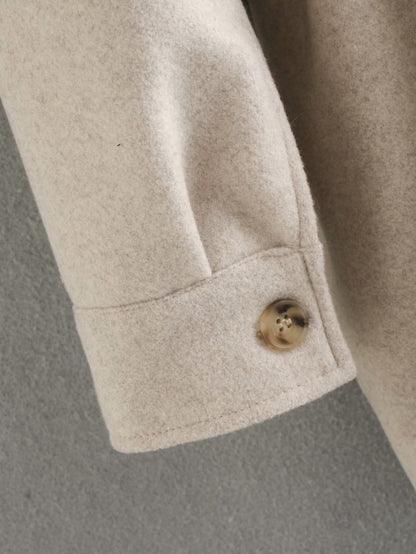 Lace-up Pile Collar Single-breasted Pocket Outerwear