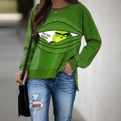 Round Neck Floral Printed T-Shirts Blouses Sweatshirts