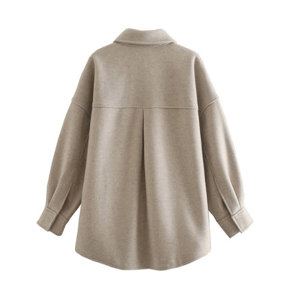 Pile Collar Bubble Sleeve Single-breasted Outerwear