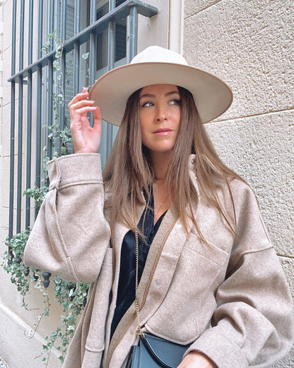 Pile Collar Bubble Sleeve Single-breasted Outerwear