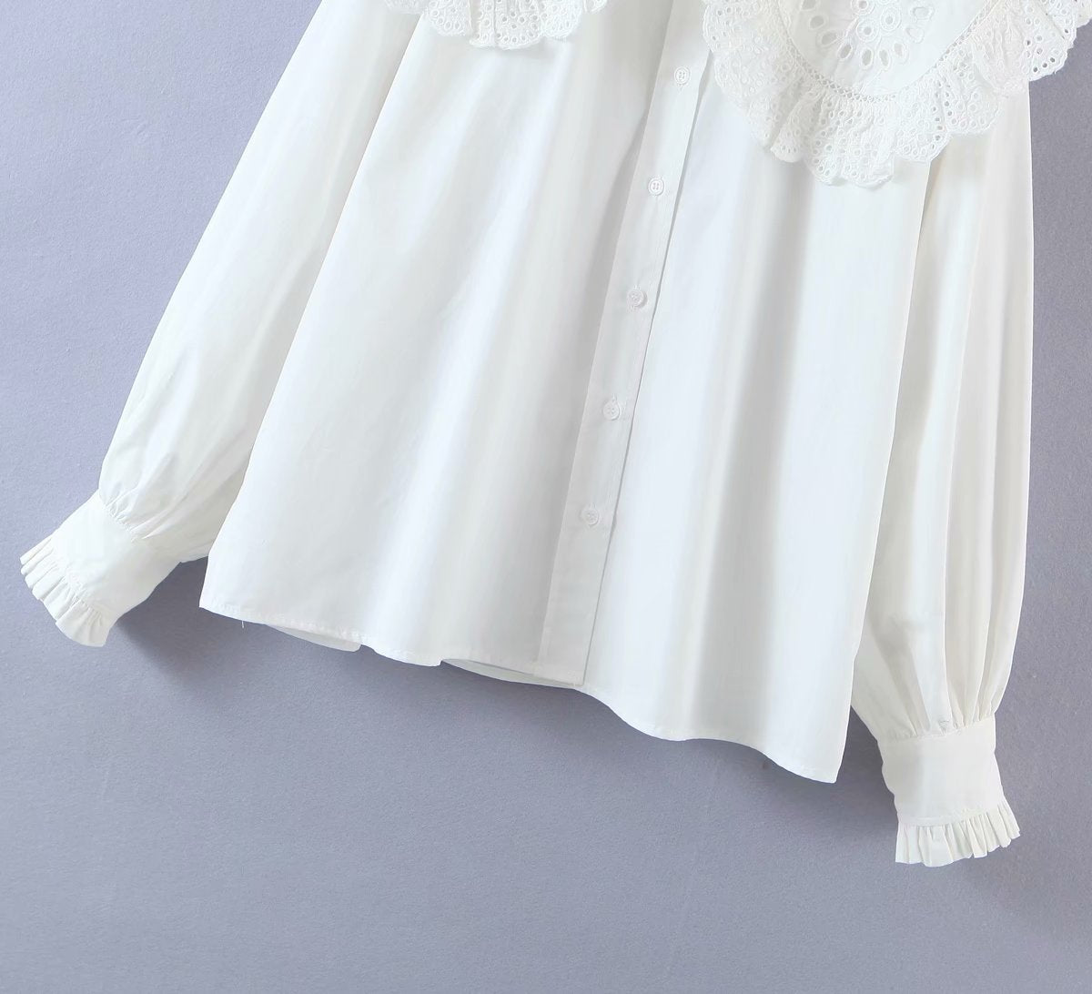 Lace Peter Pan Collar Single-breasted Shirts Blouses