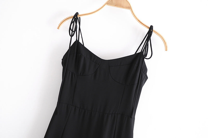 Backless Suspenders Slit Leg Vintage Midi Dresses