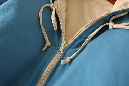 Double Side Hooded Oversize Contrast Color Outerwear Coat