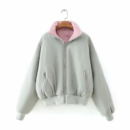 Reversible Stand Collar Cotton Outerwear