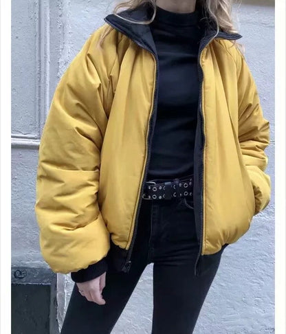Reversible Stand Collar Cotton Outerwear