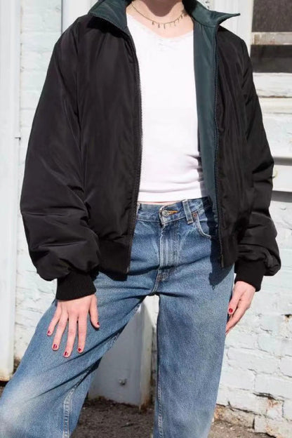 Reversible Stand Collar Cotton Outerwear