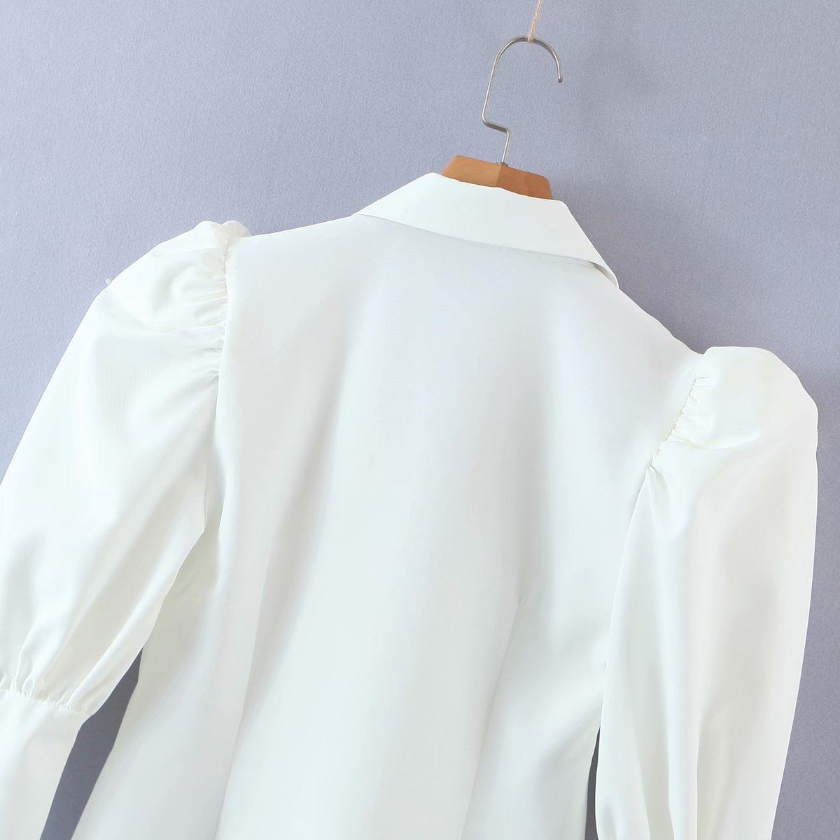 Vintage Puff Sleeve Single-breasted Mini Dresses