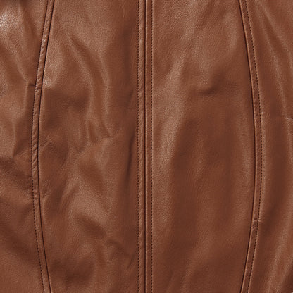 Vintage Lapel Backless Single-breasted Leather Mini Dresses