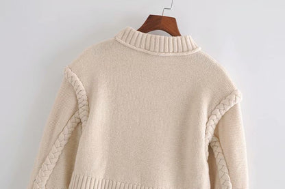 Shoulder Padded Geometry Tops Sweaters