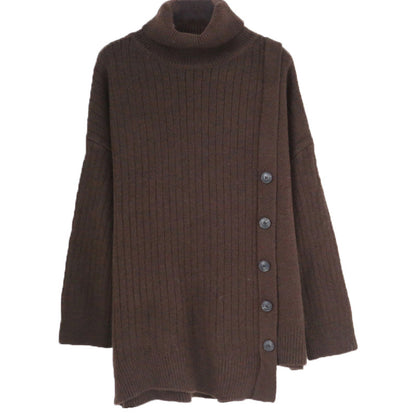 Knit High-collared Round Neck Long Sleeve Sweaters