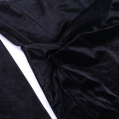 Square Collar Velvet Gloves Party Bodycon Midi Dresses