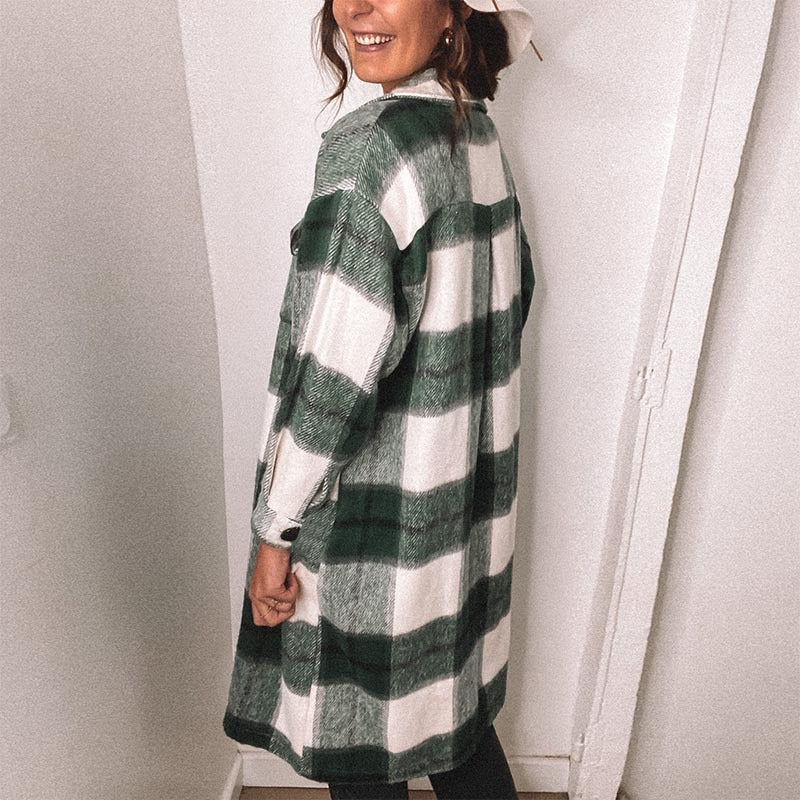 Contrast Single-breasted Plaid Coat Outerwear