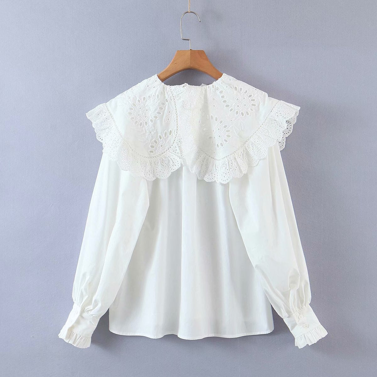 Lace Peter Pan Collar Single-breasted Shirts Blouses