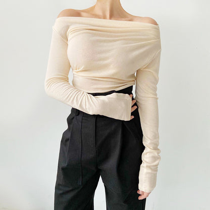 Casual Off One Shoulder Long Sleeve Knit Blouses