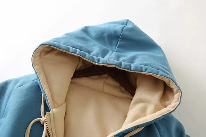 Double Side Hooded Oversize Contrast Color Outerwear Coat