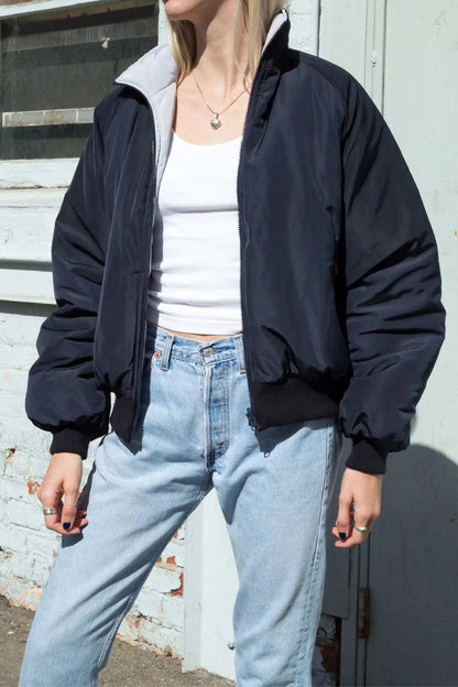 Reversible Stand Collar Cotton Outerwear