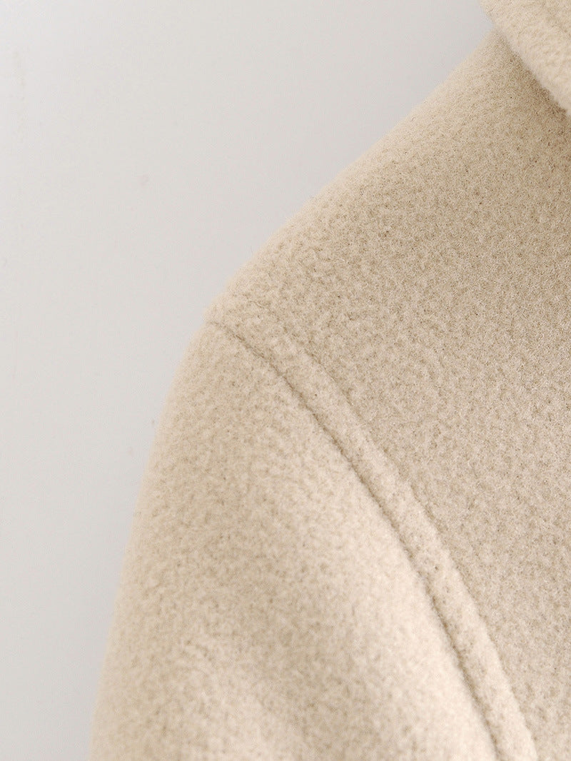 Pile Collar Elegant Button Shawl Cape Outerwear