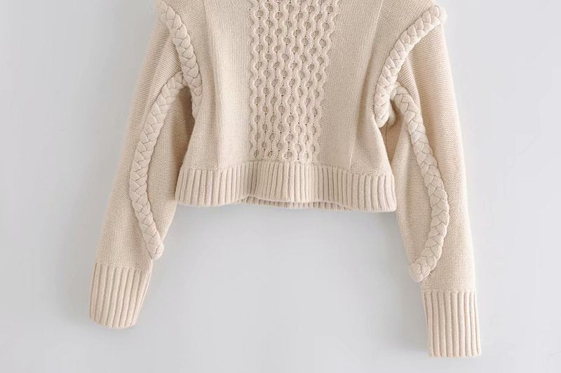 Shoulder Padded Geometry Tops Sweaters