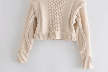 Shoulder Padded Geometry Tops Sweaters