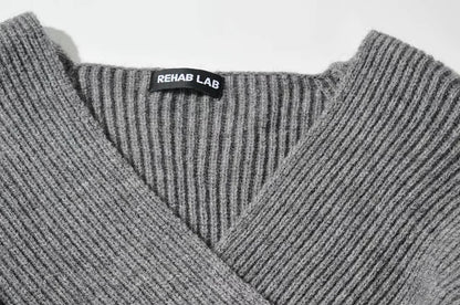 Vintage V-neck Batwing Sleeve Cross Design Knit Sweaters