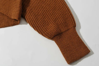 Vintage V-neck Batwing Sleeve Cross Design Knit Sweaters