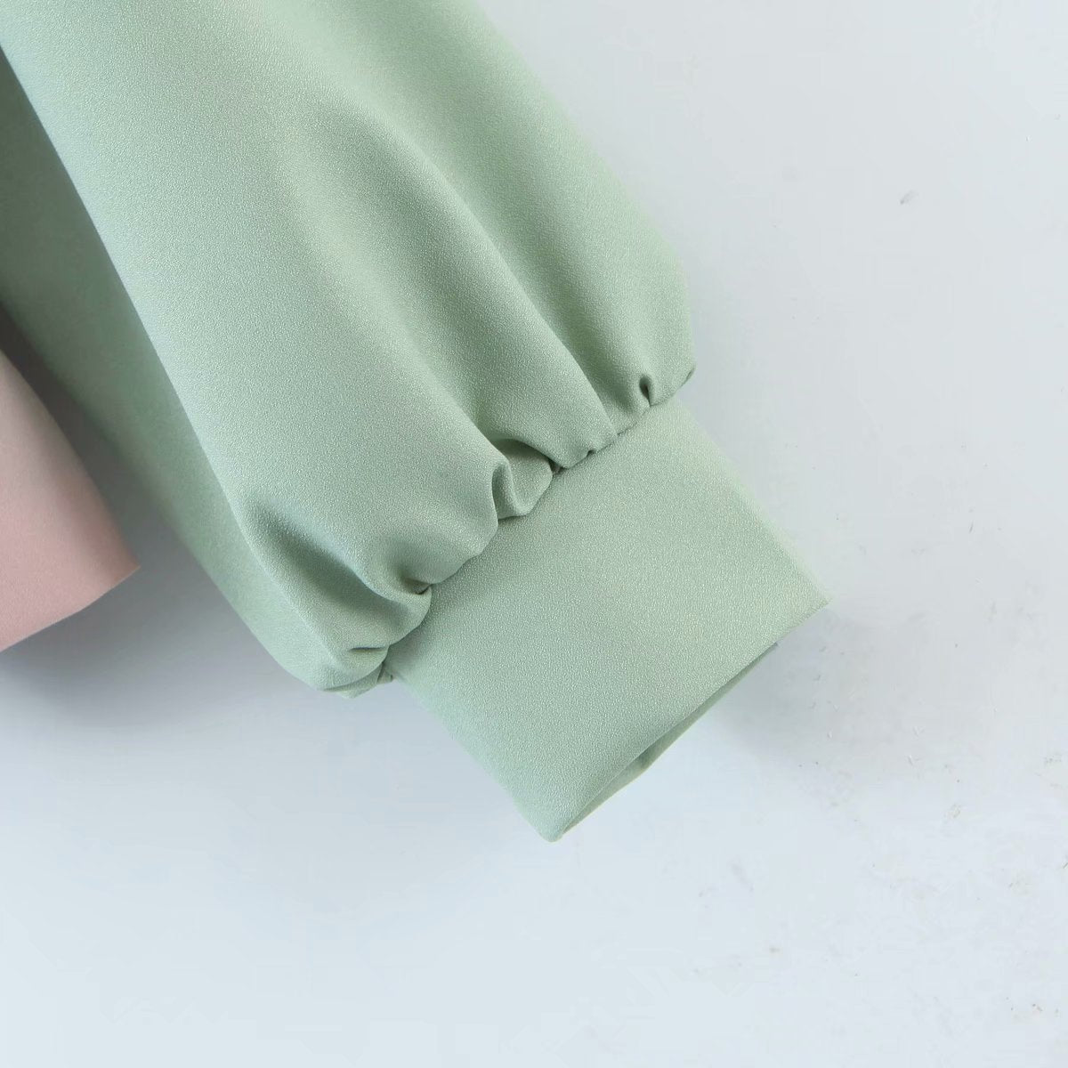 Contrast Lapel Single-breasted Lantern Sleeve Blazers