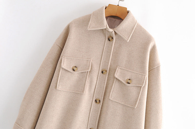 Lapel Collar Single-breasted Slit Leg Outerwear Long Coat