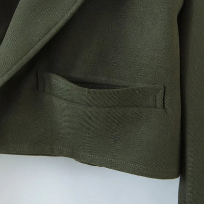 Pile Collar Lapel Blazer Skirt Two-piece Set Green