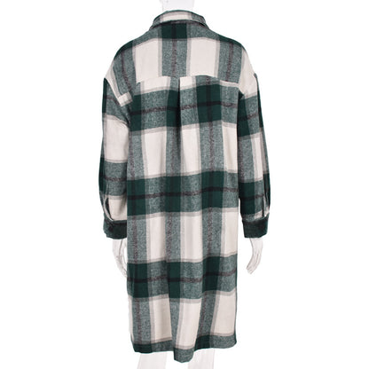 Contrast Single-breasted Plaid Coat Outerwear