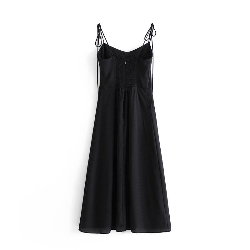 Backless Suspenders Slit Leg Vintage Midi Dresses