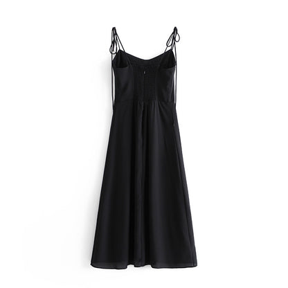 Backless Suspenders Slit Leg Vintage Midi Dresses