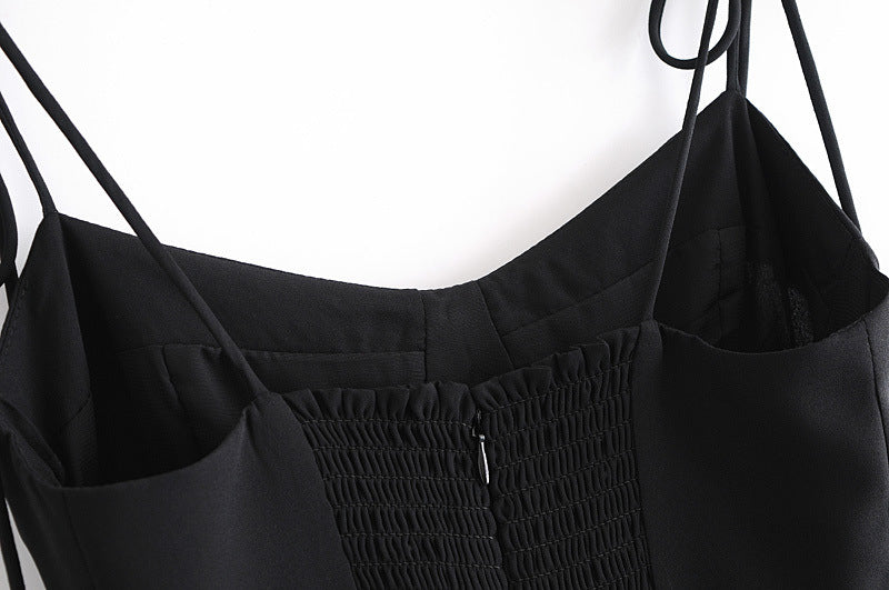 Backless Suspenders Slit Leg Vintage Midi Dresses