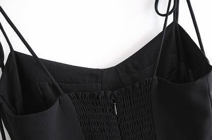 Backless Suspenders Slit Leg Vintage Midi Dresses